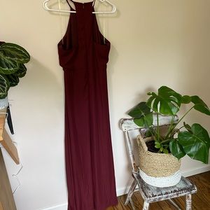 Cutout Halter Maxi Dress in Burgundy